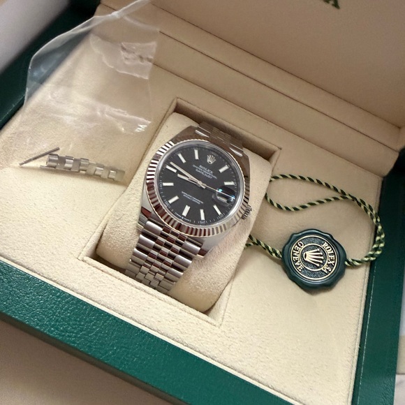 Rolex Silver and Black Datejust Watch - Picture 6 of 7